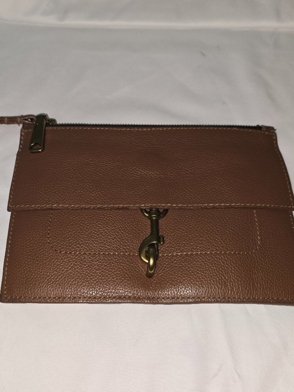 Etienne Aigner Harper Medium Envelope Clutch in Cognac, Pebbled, Gently Used